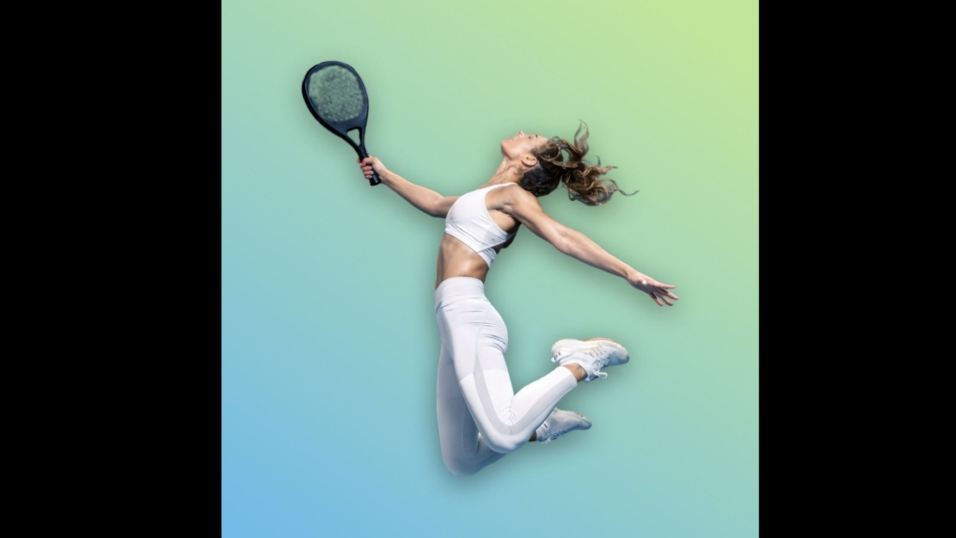 Athlete jumping with padel racket